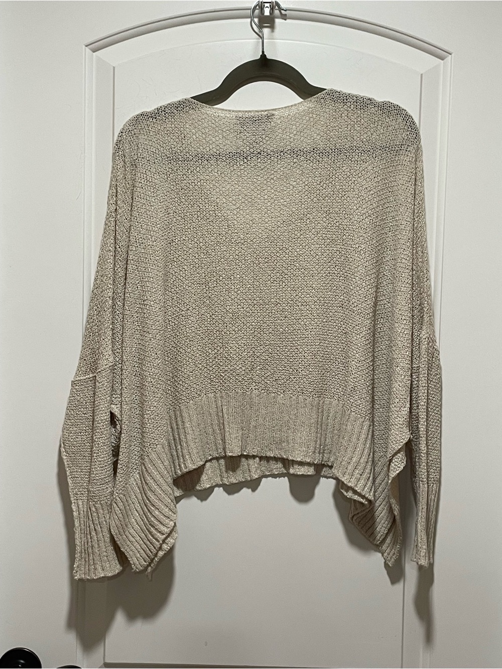 Charlie Paige Paula Vee Boutique Pop Over Cream Relaxed Ribbon Knit Sweater L/XL - Picture 5 of 11